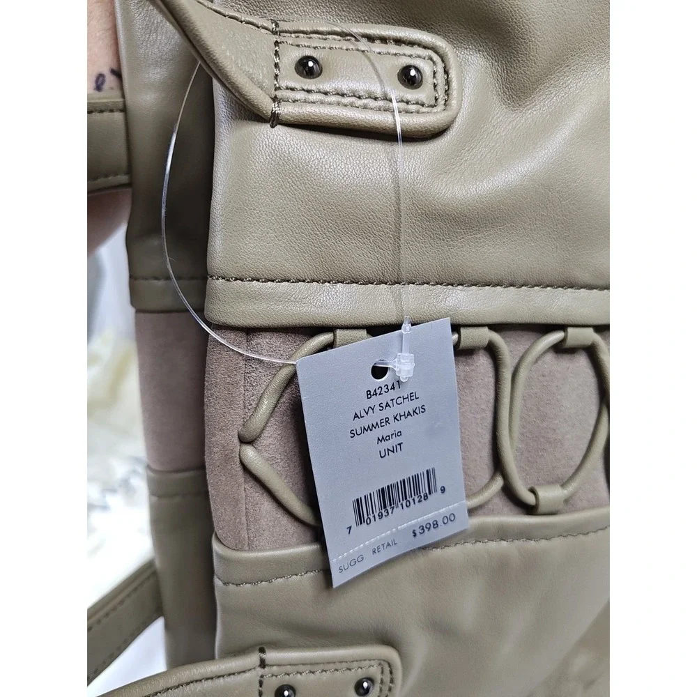 Cole Haan Maria Sharapova Alvy Satchel Bag Summer Khakis Tan Leather Suede NWT